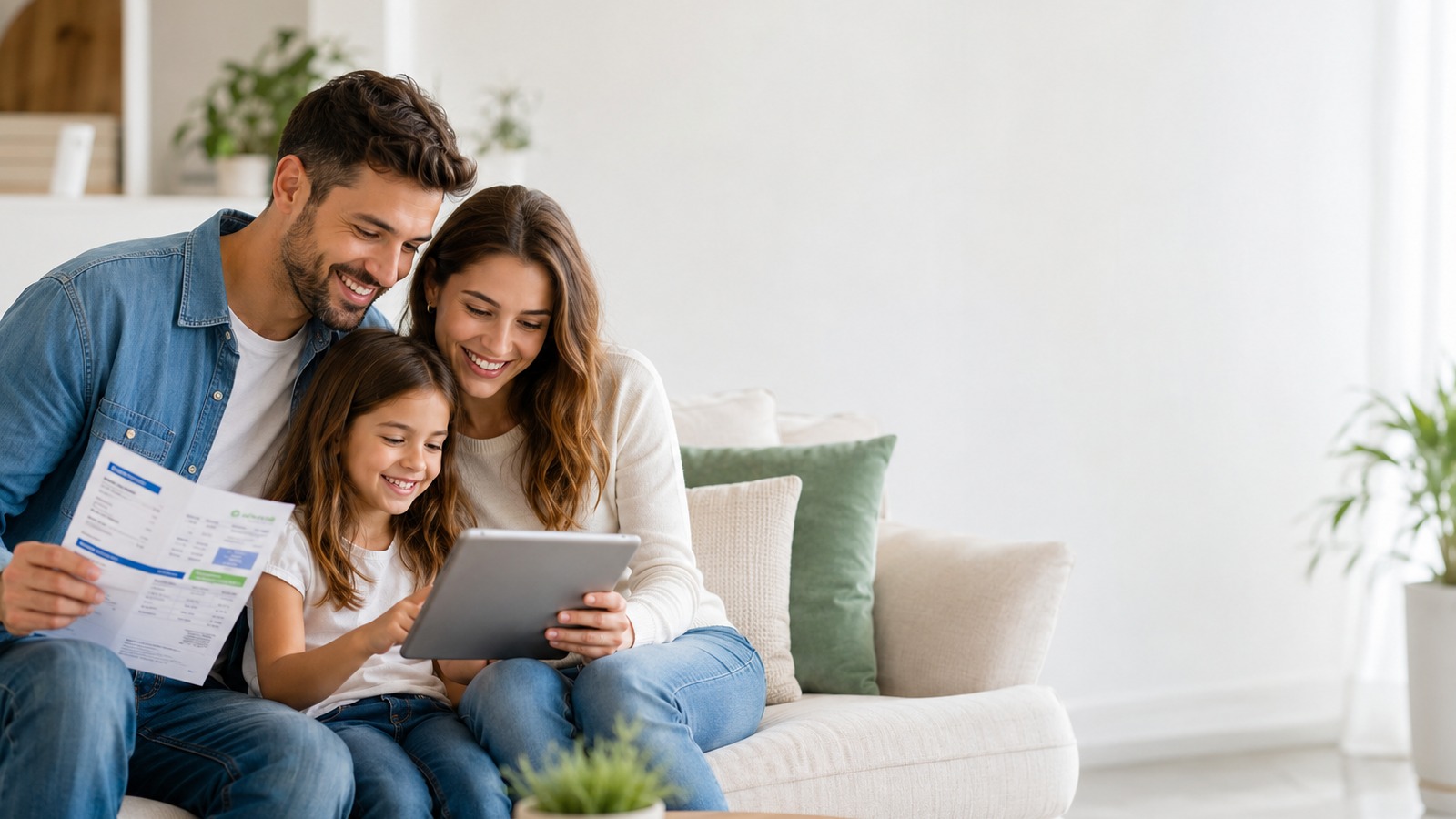 Familia comparando tarifas de luz y gas